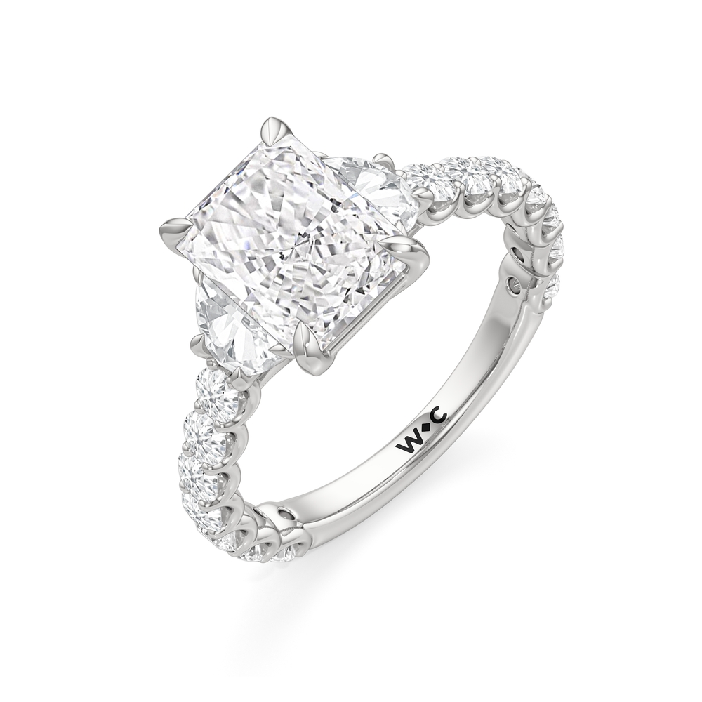 Radiant Cut The Arc Three Stone Half Moon Ring with Lab Grown Diamond in 14KT Platinum view 5
