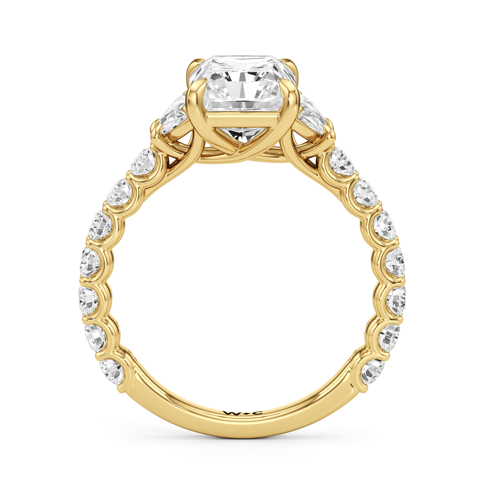 Radiant Cut The Arc Three Stone Half Moon Ring with Lab Grown Diamond in 14KT Yellow Gold view 4
