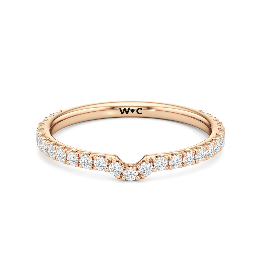 The W Bezel Diamond Wedding Band with 18KT Rose Gold Cut Diamond in 14KT Rose Gold view 1
