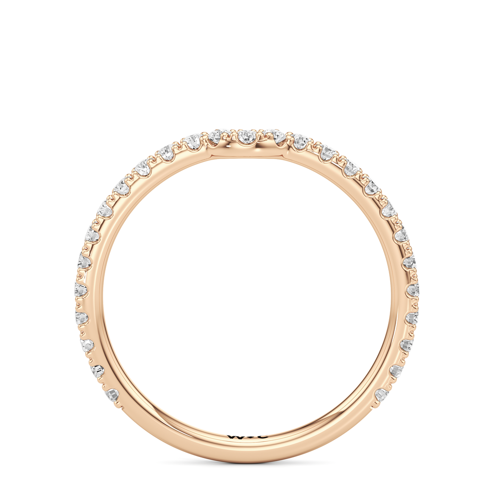The W Bezel Diamond Wedding Band with 18KT Rose Gold Cut Diamond in 14KT Rose Gold view 4
