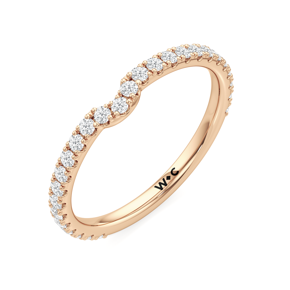 The W Bezel Diamond Wedding Band with 18KT Rose Gold Cut Diamond in 14KT Rose Gold view 5
