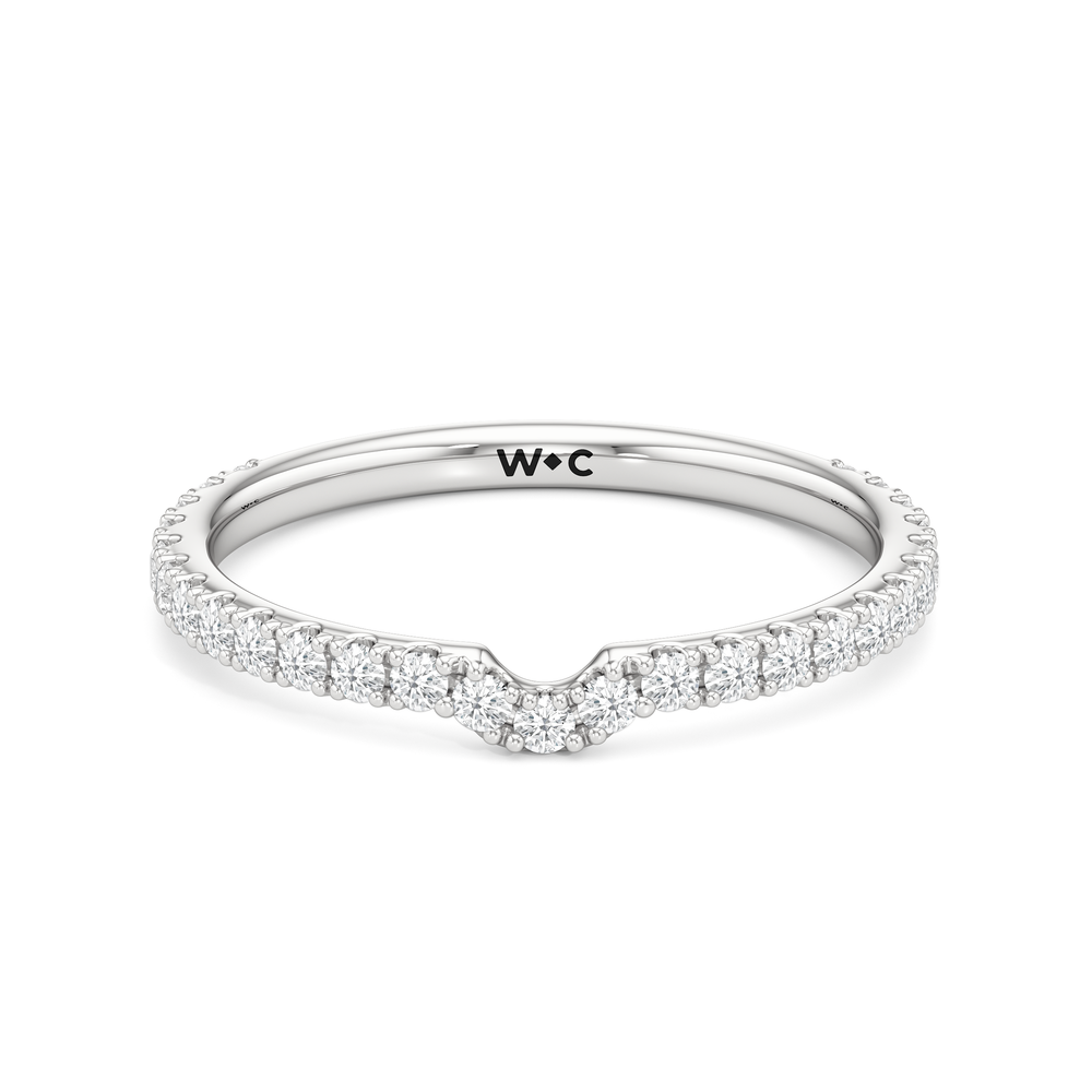 The W Bezel Diamond Wedding Band with Platinum Cut Diamond in 14KT Platinum view 1
