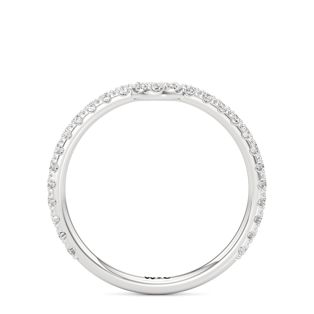 The W Bezel Diamond Wedding Band with Platinum Cut Diamond in 14KT Platinum view 4
