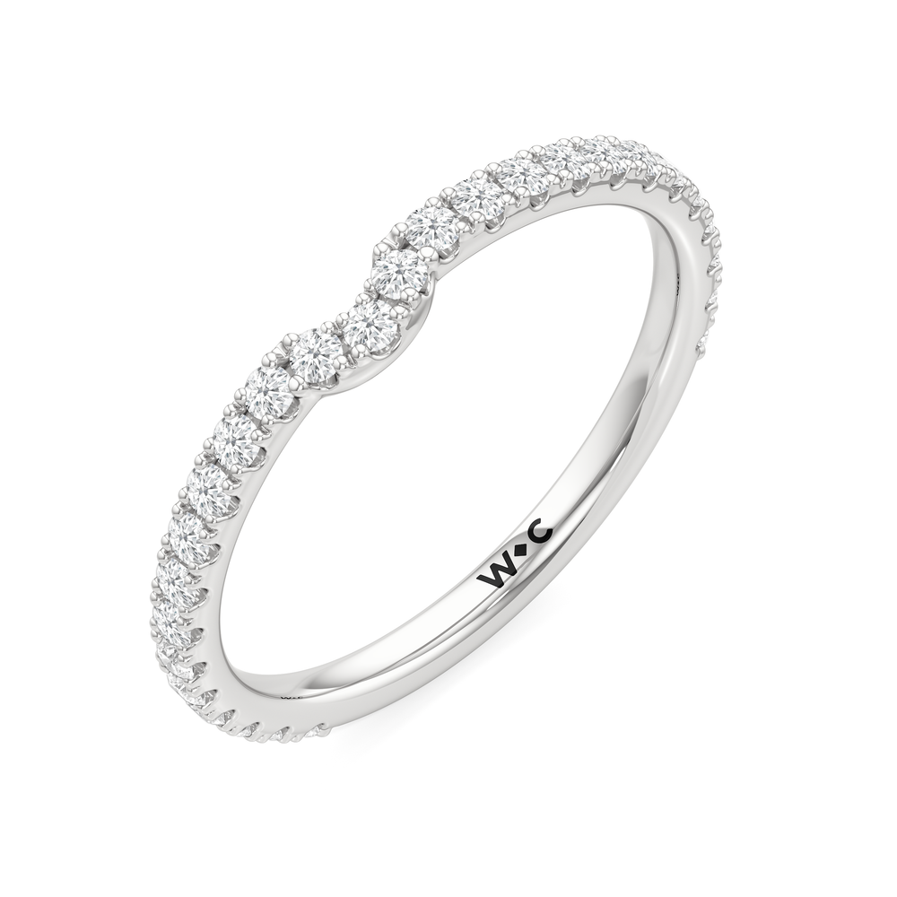 The W Bezel Diamond Wedding Band with Platinum Cut Diamond in 14KT Platinum view 5
