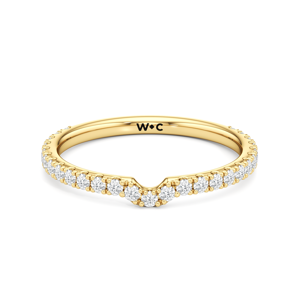 The W Bezel Diamond Wedding Band with 18KT Yellow Gold Cut Diamond in 14KT Yellow Gold view 1
