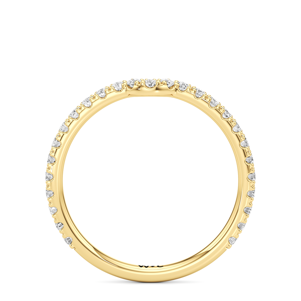 The W Bezel Diamond Wedding Band with 18KT Yellow Gold Cut Diamond in 14KT Yellow Gold view 4
