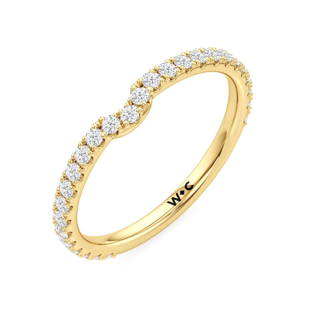The W Bezel Diamond Wedding Band with 18KT Yellow Gold Cut Diamond in 14KT Yellow Gold view 5
