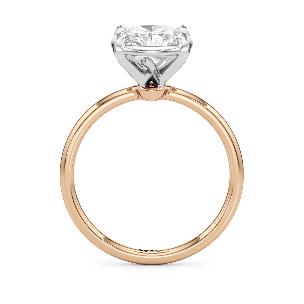 Elongated Cushion Cut The W Bezel Engagement Ring with Lab Grown Diamond in 14KT White & Rose Gold view 5
