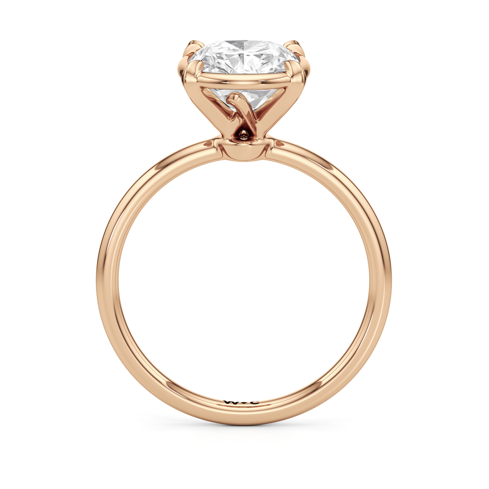 Elongated Cushion Cut The W Bezel Engagement Ring with Lab Grown Diamond in 14KT Rose Gold view 5
