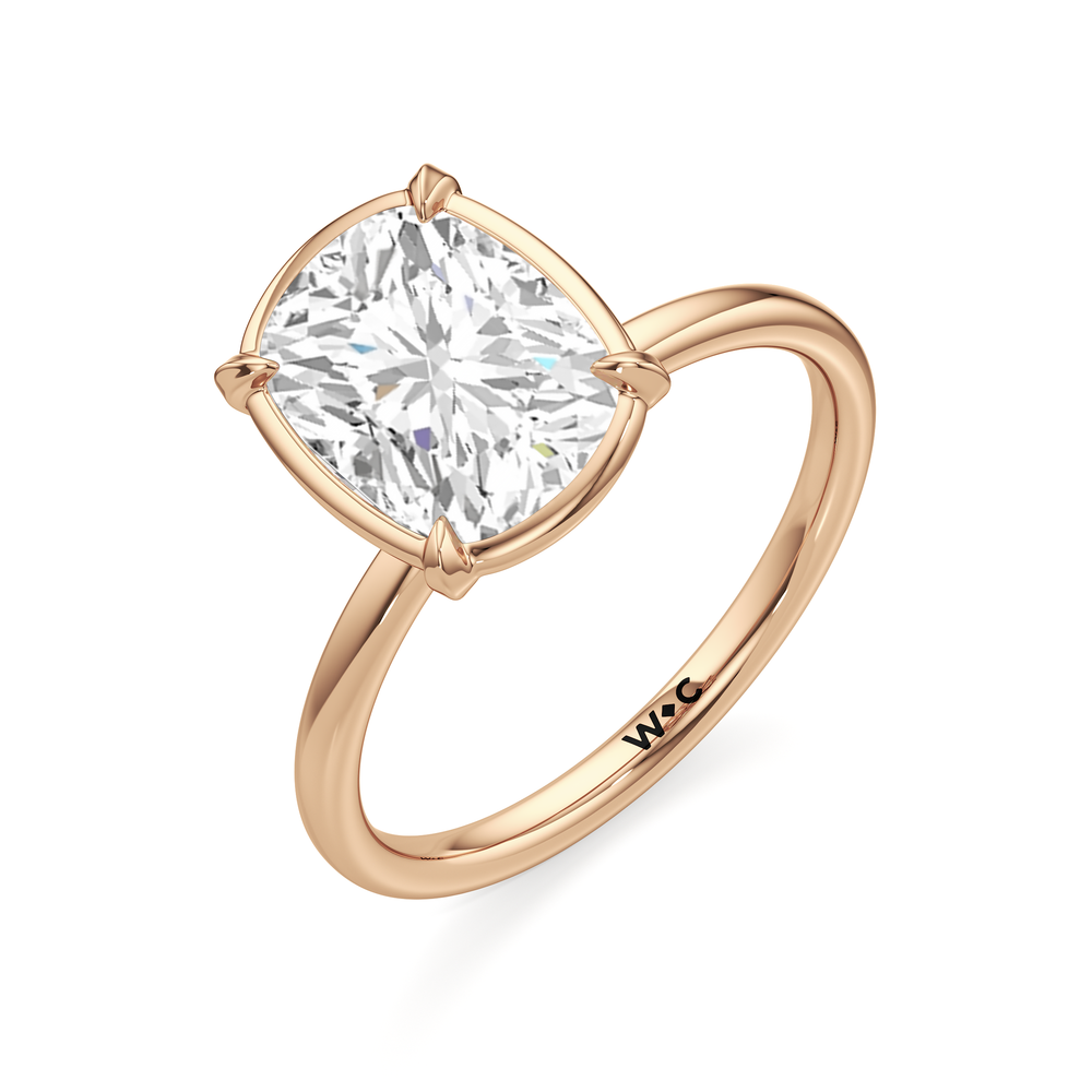Elongated Cushion Cut The W Bezel Engagement Ring with Lab Grown Diamond in 14KT Rose Gold view 6
