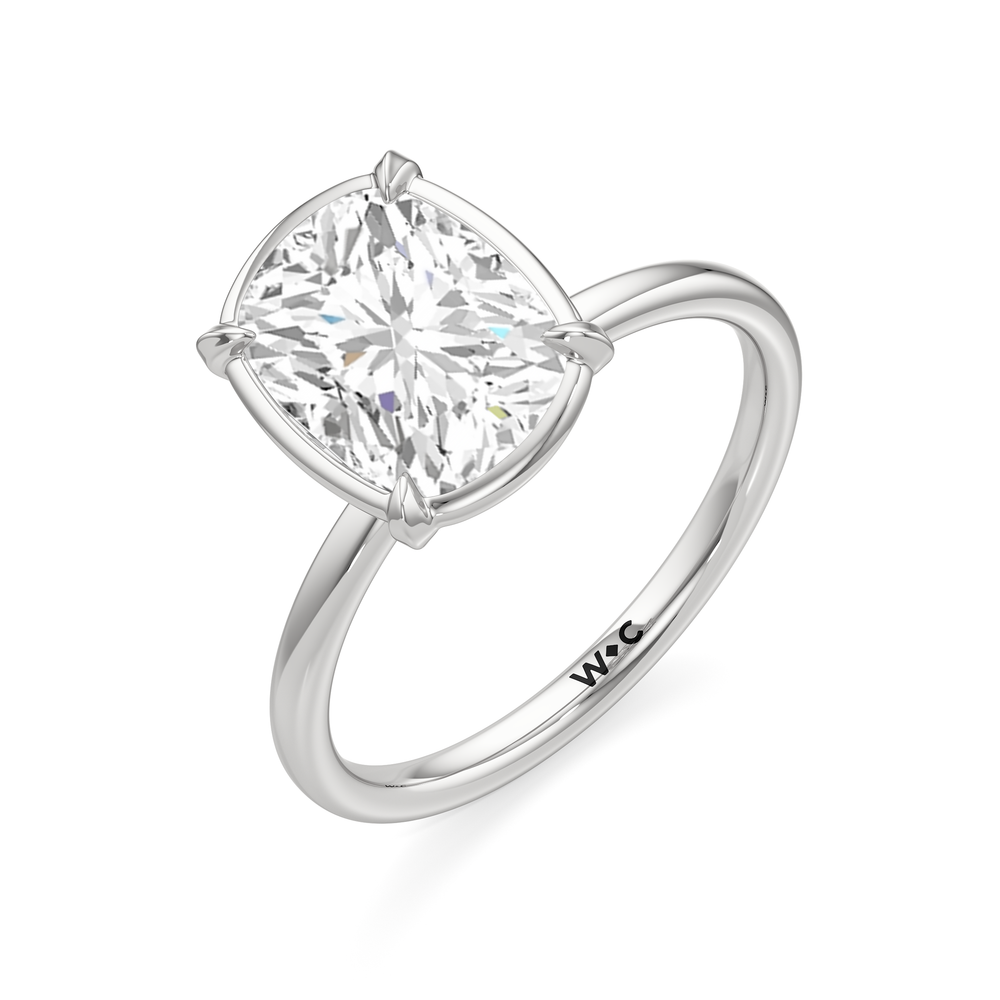 Elongated Cushion Cut The W Bezel Engagement Ring with Lab Grown Diamond in 14KT Platinum view 6
