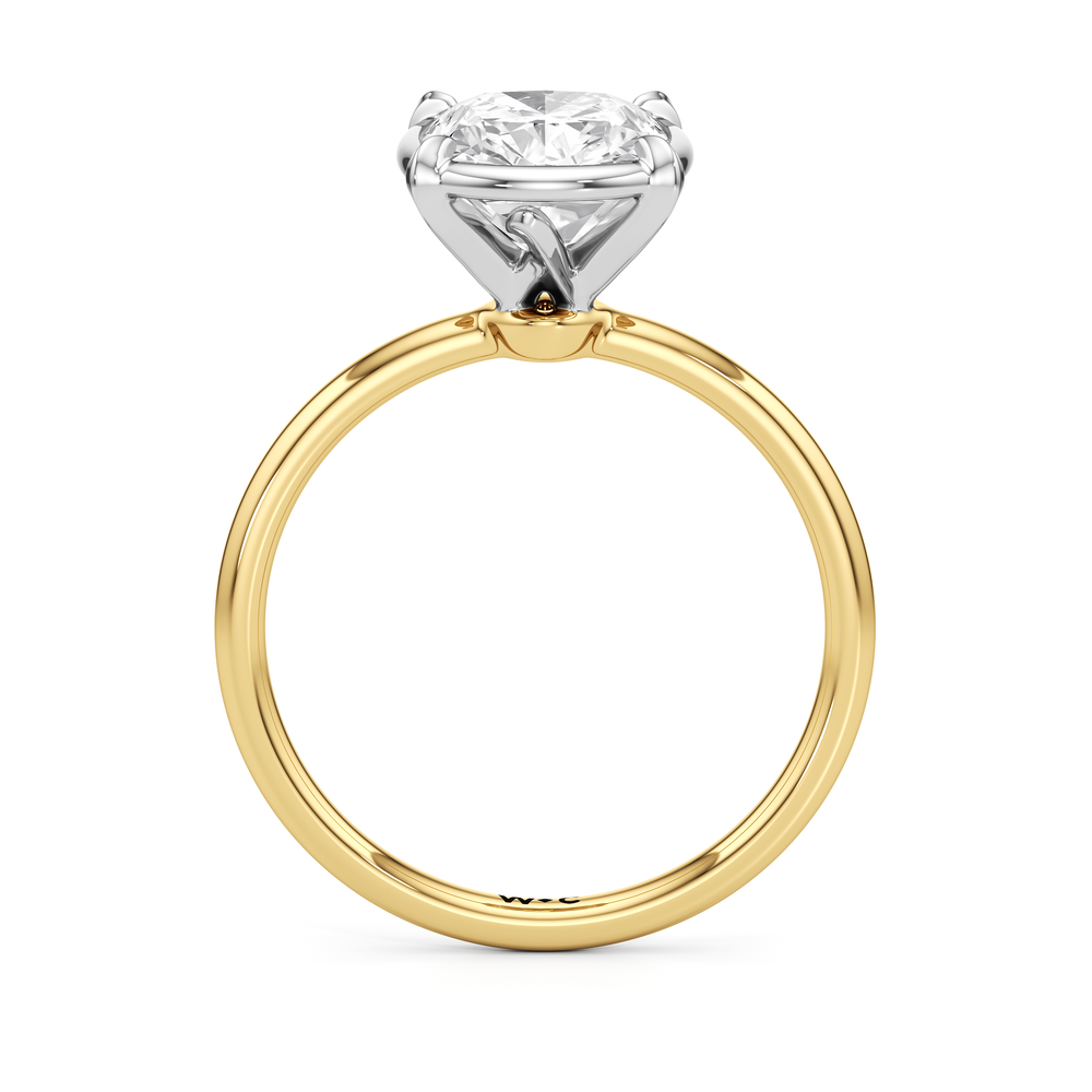 Elongated Cushion Cut The W Bezel Engagement Ring with Lab Grown Diamond in 14KT White & Yellow Gold view 5
