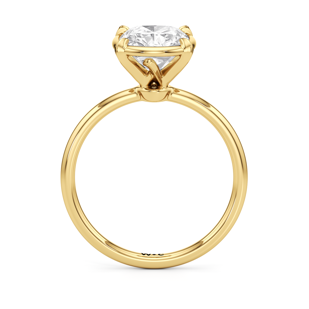 Elongated Cushion Cut The W Bezel Engagement Ring with Lab Grown Diamond in 14KT Yellow Gold view 5

