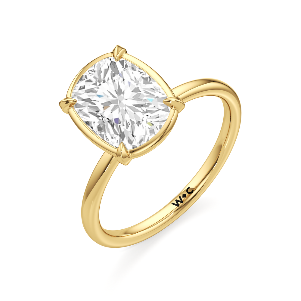 Elongated Cushion Cut The W Bezel Engagement Ring with Lab Grown Diamond in 14KT Yellow Gold view 6
