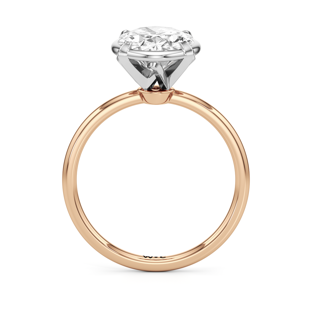 Oval Cut The W Bezel Engagement Ring with Lab Grown Diamond in 14KT White & Rose Gold view 5
