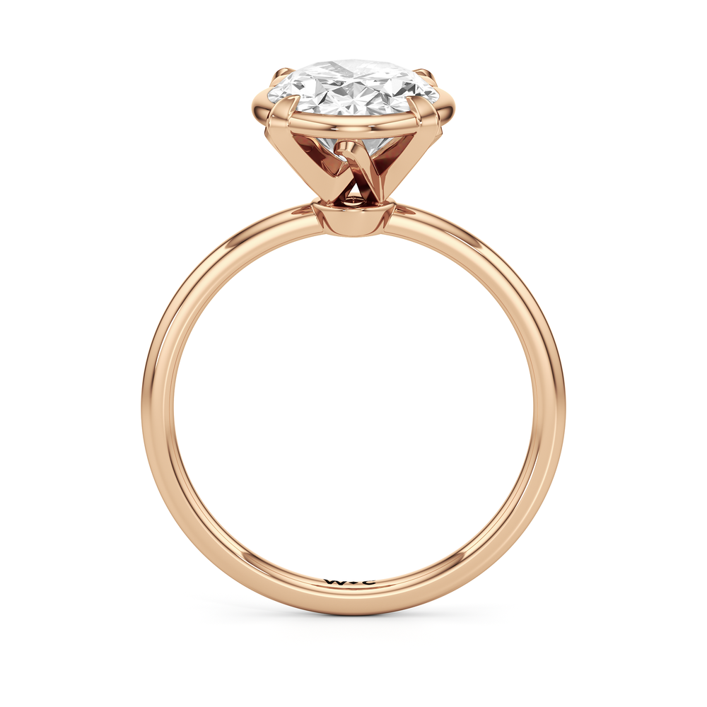 Oval Cut The W Bezel Engagement Ring with Lab Grown Diamond in 14KT Rose Gold view 5

