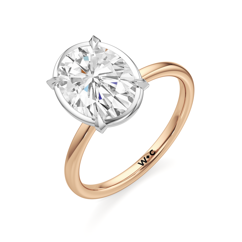 Oval Cut The W Bezel Engagement Ring with Lab Grown Diamond in 14KT White & Rose Gold view 6
