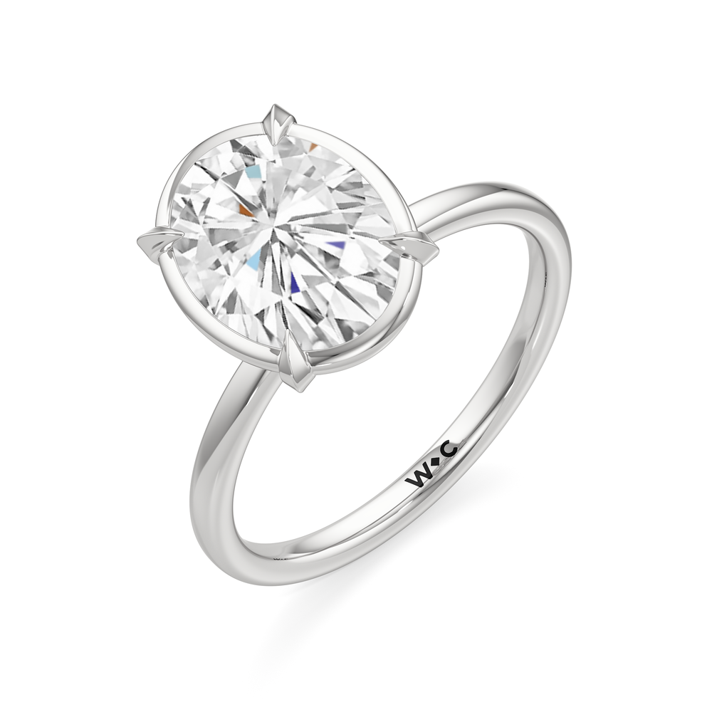 Oval Cut The W Bezel Engagement Ring with Lab Grown Diamond in 14KT Platinum view 6
