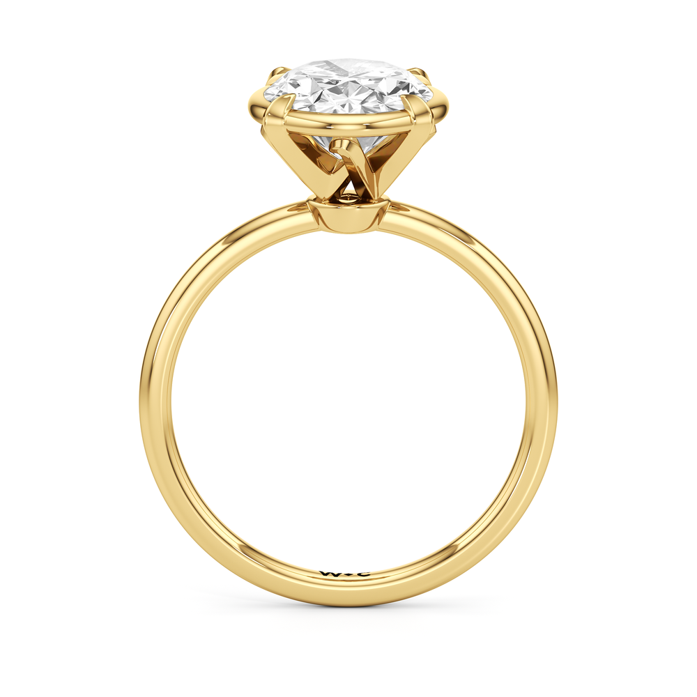 Oval Cut The W Bezel Engagement Ring with Lab Grown Diamond in 14KT Yellow Gold view 5

