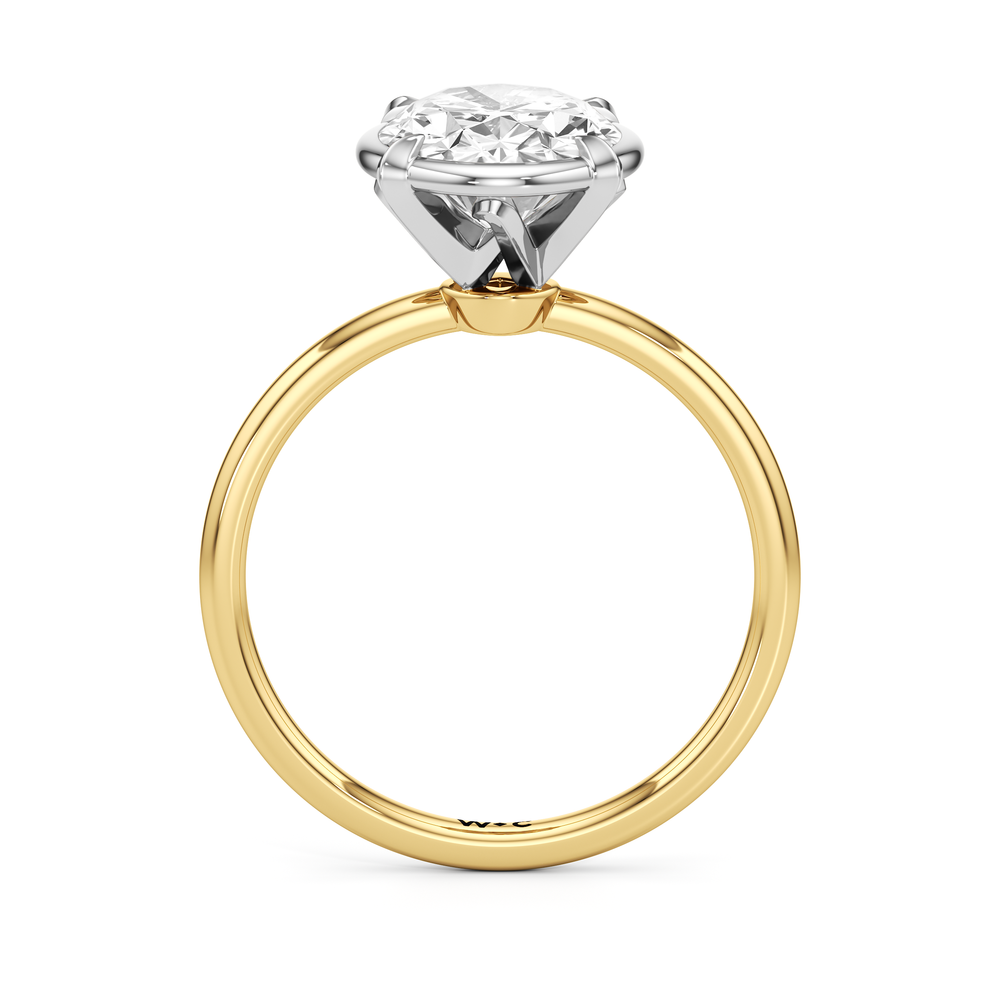 Oval Cut The W Bezel Engagement Ring with Lab Grown Diamond in 14KT White & Yellow Gold view 5
