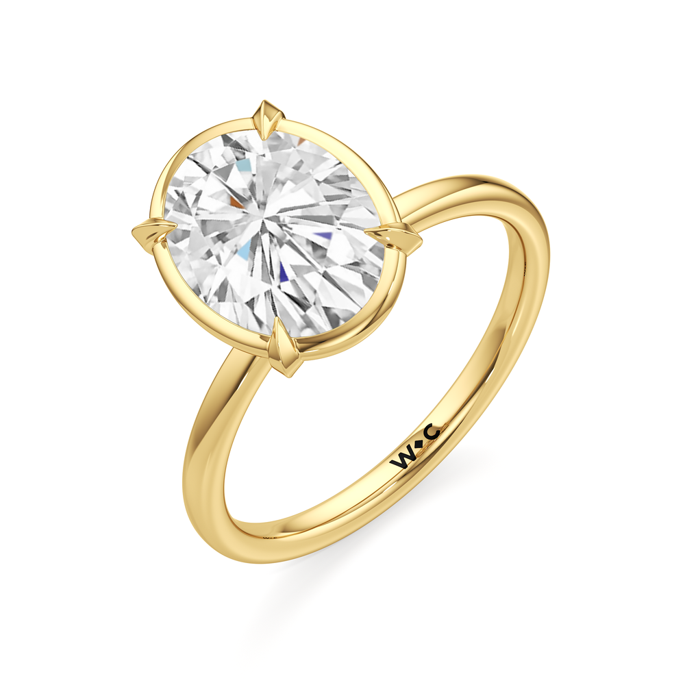 Oval Cut The W Bezel Engagement Ring with Lab Grown Diamond in 14KT Yellow Gold view 6
