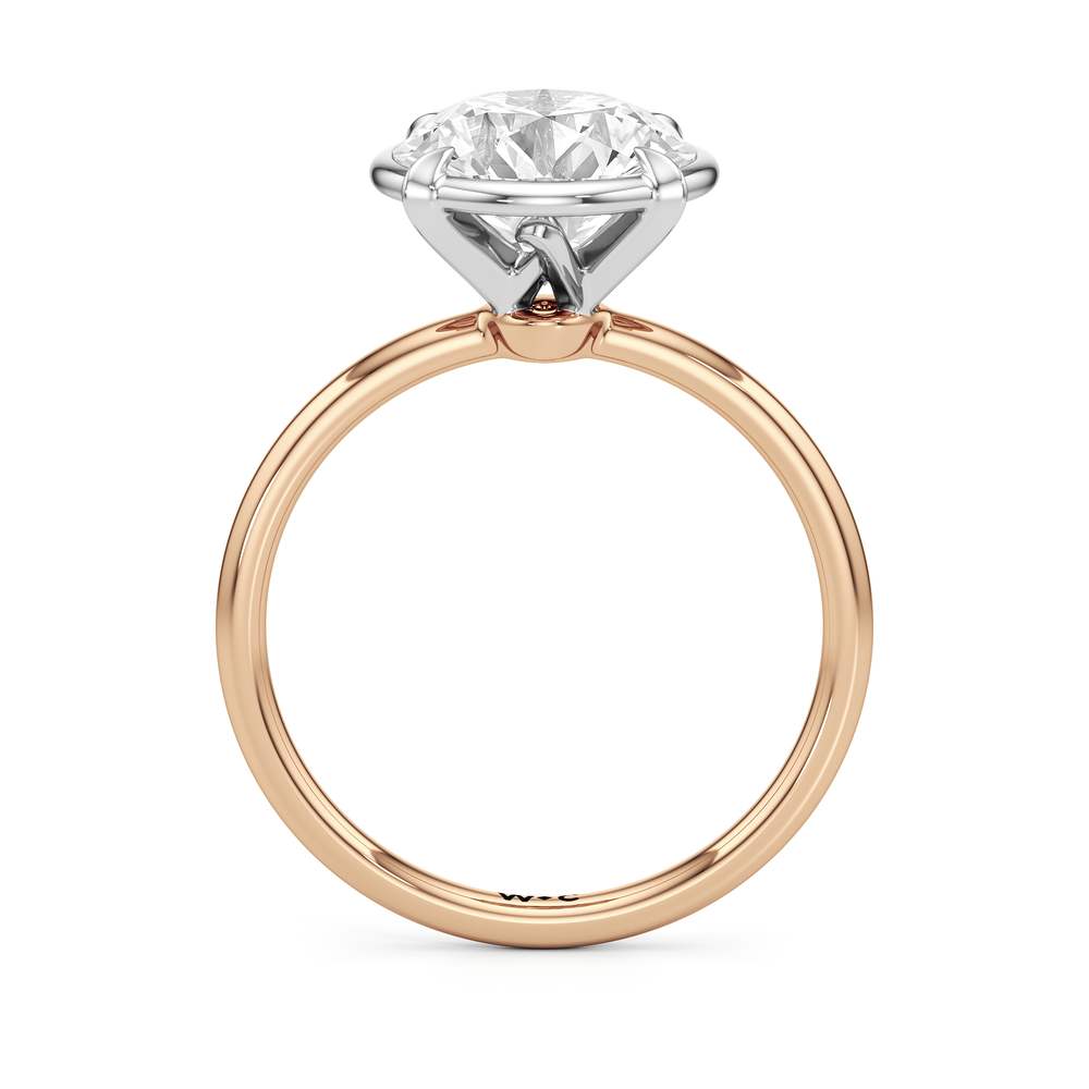 Round Cut The W Bezel Engagement Ring with Lab Grown Diamond in 14KT White & Rose Gold view 5
