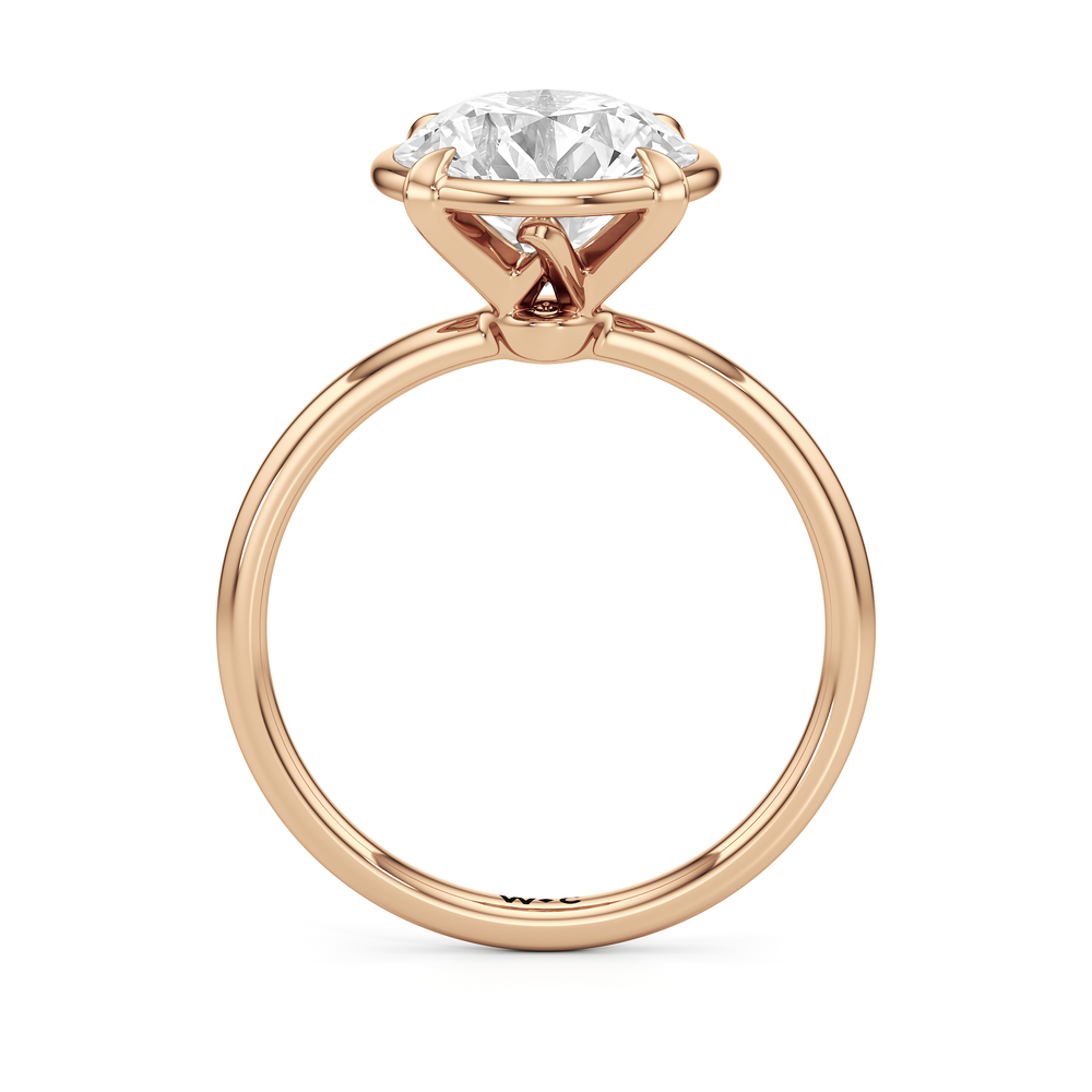 Round Cut The W Bezel Engagement Ring with Lab Grown Diamond in 14KT Rose Gold view 5
