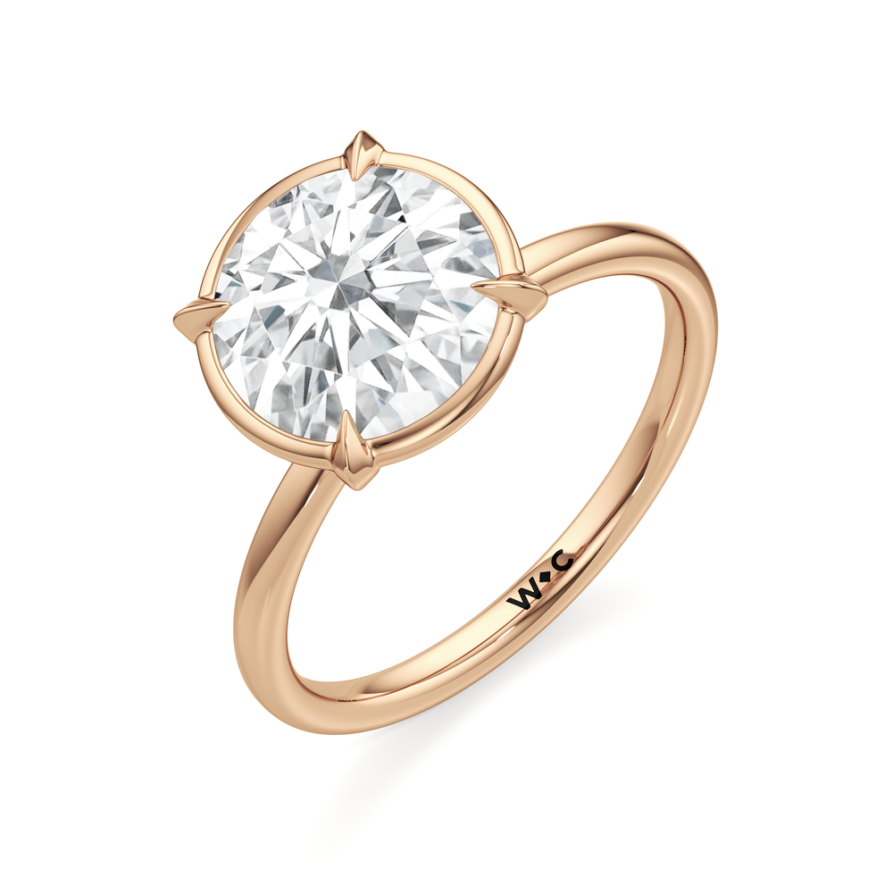 Round Cut The W Bezel Engagement Ring with Lab Grown Diamond in 14KT Rose Gold view 6
