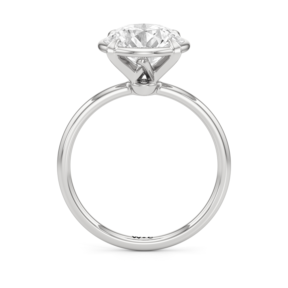 Round Cut The W Bezel Engagement Ring with Lab Grown Diamond in 14KT Platinum view 5
