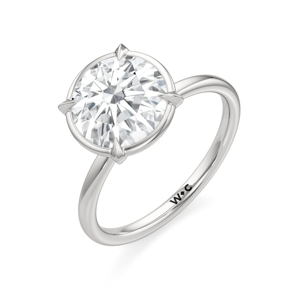 Round Cut The W Bezel Engagement Ring with Lab Grown Diamond in 14KT Platinum view 6
