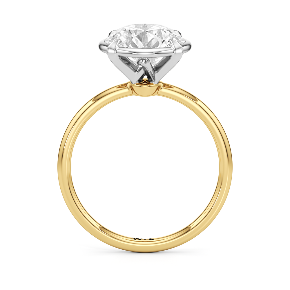 Round Cut The W Bezel Engagement Ring with Lab Grown Diamond in 14KT White & Yellow Gold view 5
