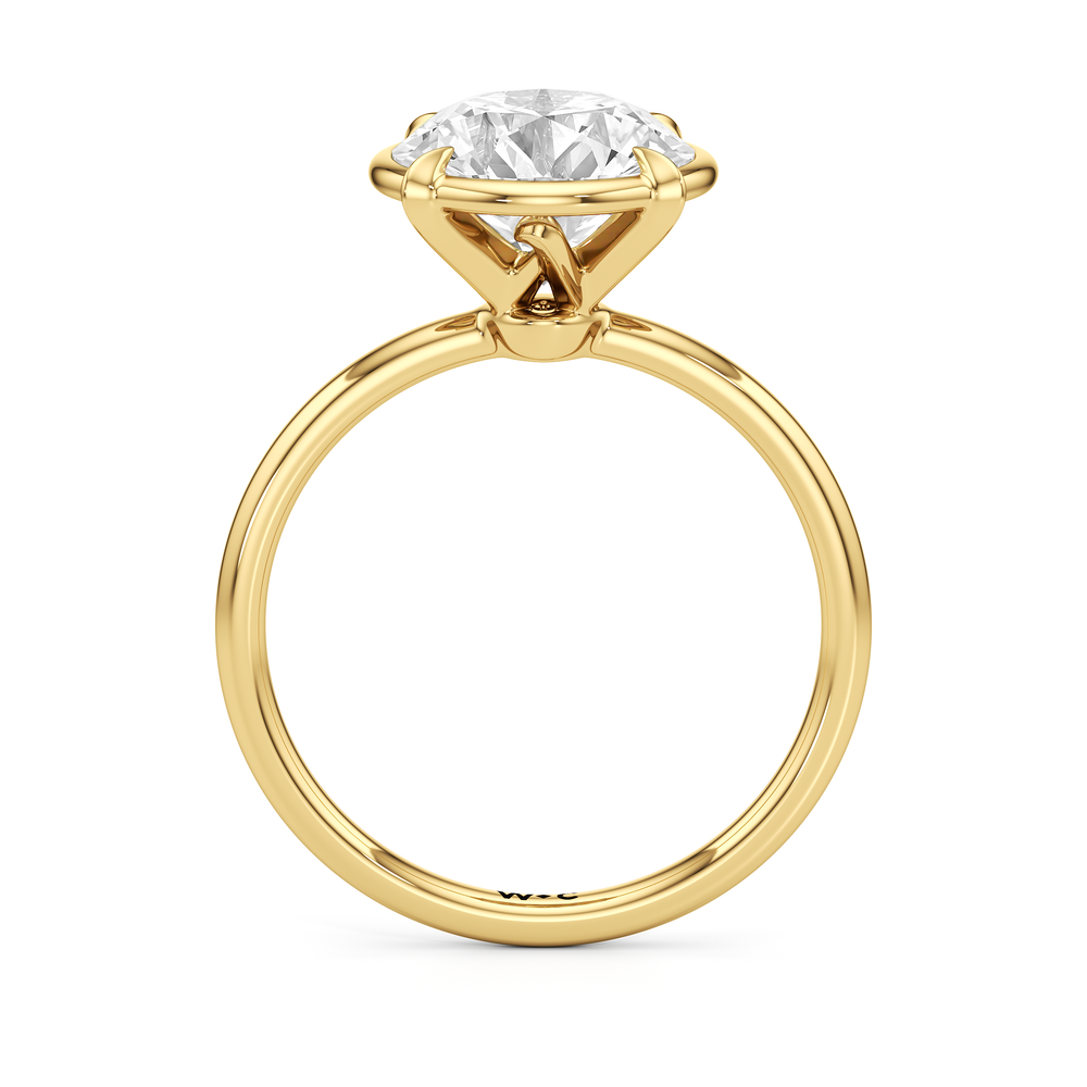 Round Cut The W Bezel Engagement Ring with Lab Grown Diamond in 14KT Yellow Gold view 5

