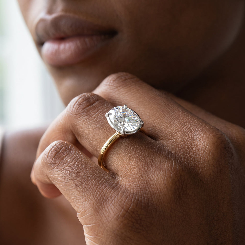 Elongated Cushion Cut The W Bezel Engagement Ring with Lab Grown Diamond in 14KT Rose Gold view 4
