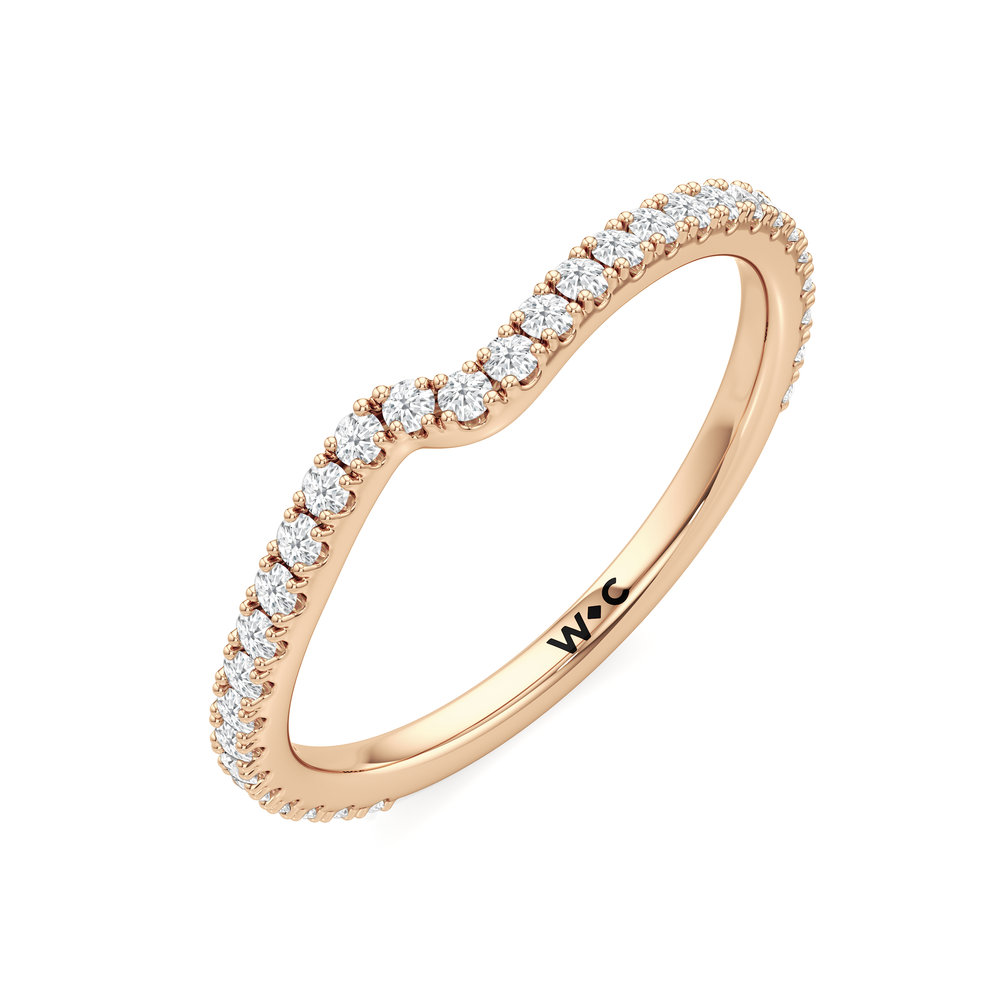 Split Shank Low-Profile Diamond Wedding Band with 18KT Rose Gold Cut Diamond in 14KT Rose Gold view 5
