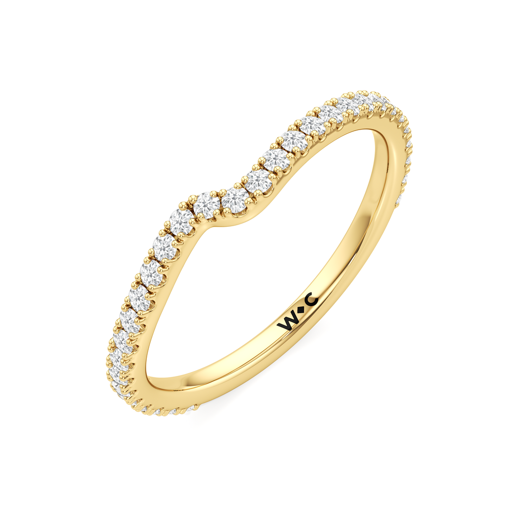 Split Shank Low-Profile Diamond Wedding Band with 18KT Yellow Gold Cut Diamond in 14KT Yellow Gold view 5

