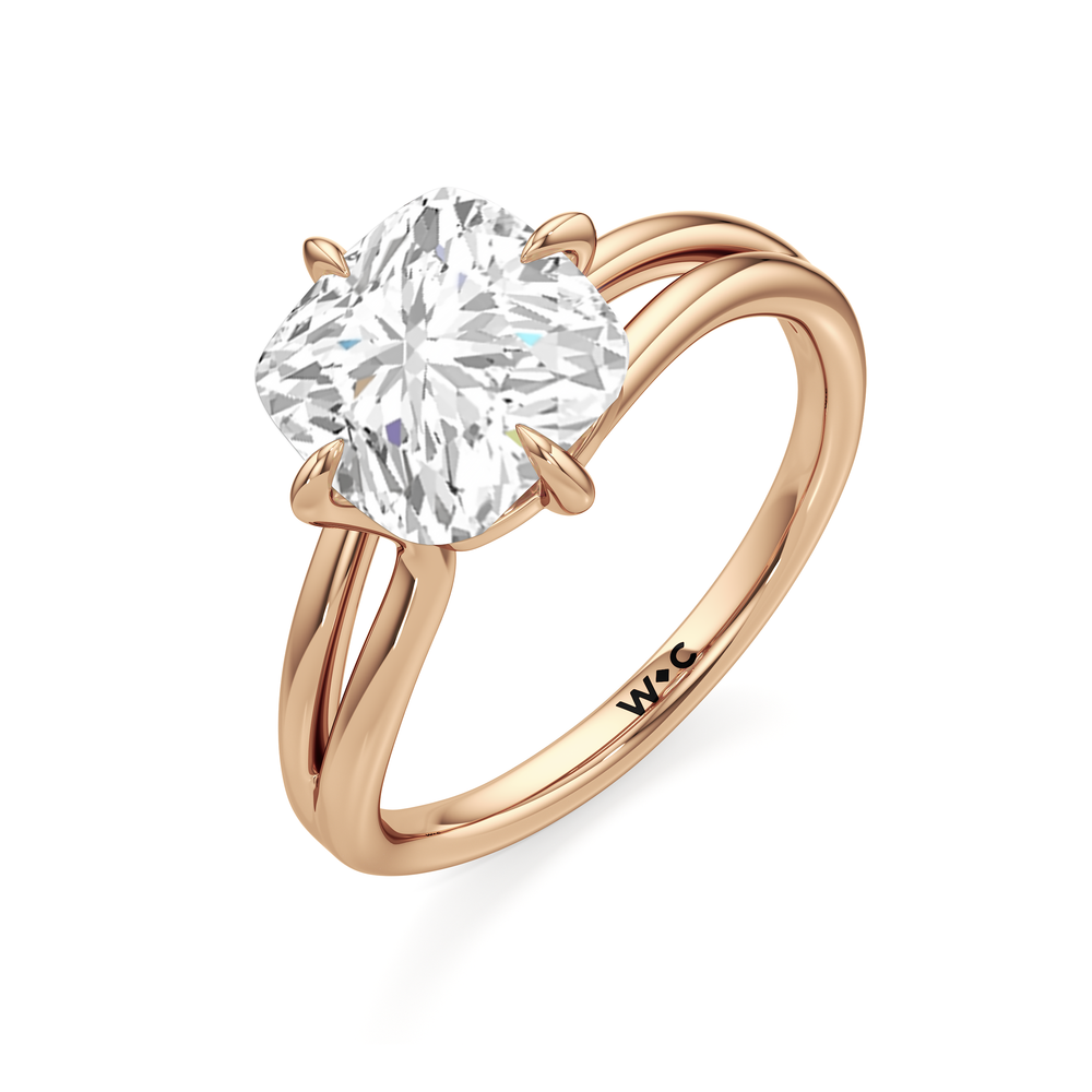 Cushion Cut Split Shank Low-Profile Engagement Ring with Lab Grown Diamond in 14KT Rose Gold view 6
