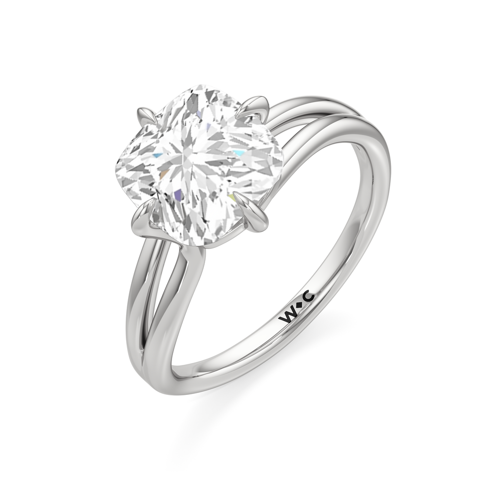 Cushion Cut Split Shank Low-Profile Engagement Ring with Lab Grown Diamond in 14KT Platinum view 6
