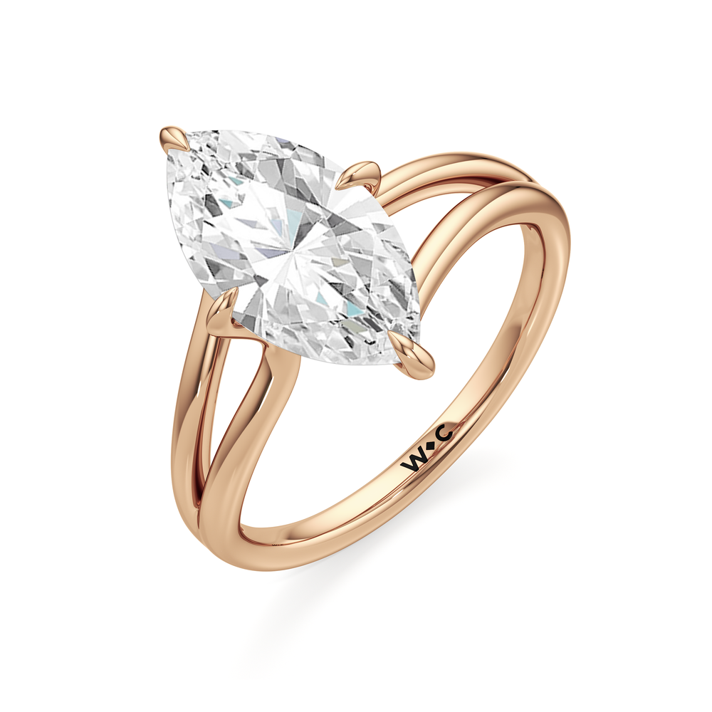 Marquise Cut Split Shank Low-Profile Engagement Ring with Lab Grown Diamond in 14KT Rose Gold view 6
