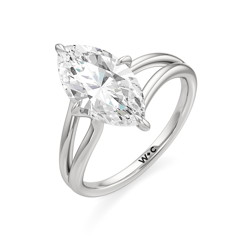 Marquise Cut Split Shank Low-Profile Engagement Ring with Lab Grown Diamond in 14KT Platinum view 6
