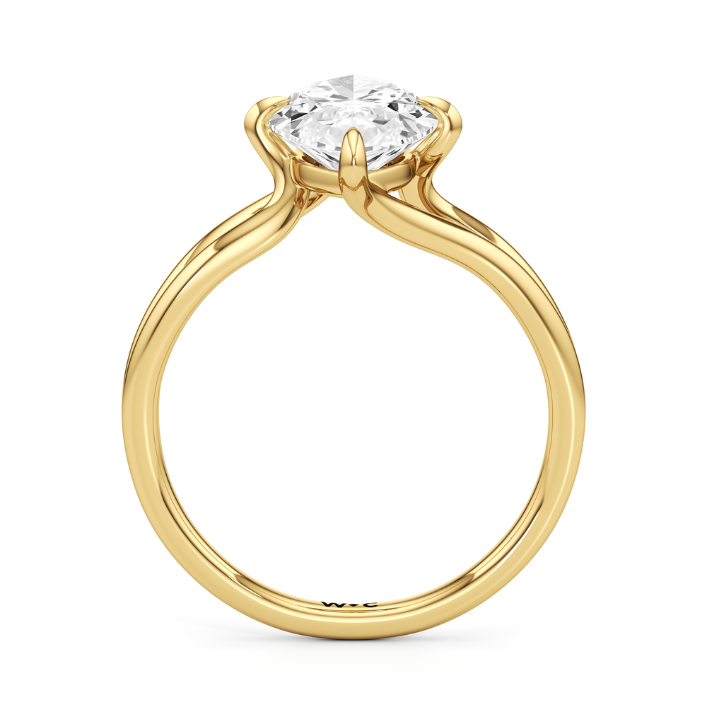 Marquise Cut Split Shank Low-Profile Engagement Ring with Lab Grown Diamond in 14KT Yellow Gold view 5
