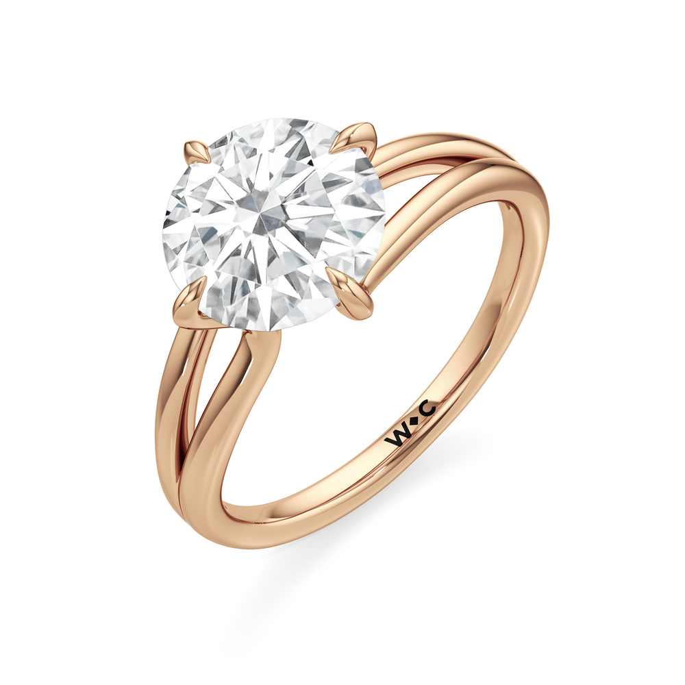 Round Cut Split Shank Low-Profile Engagement Ring with Lab Grown Diamond in 14KT Rose Gold view 6
