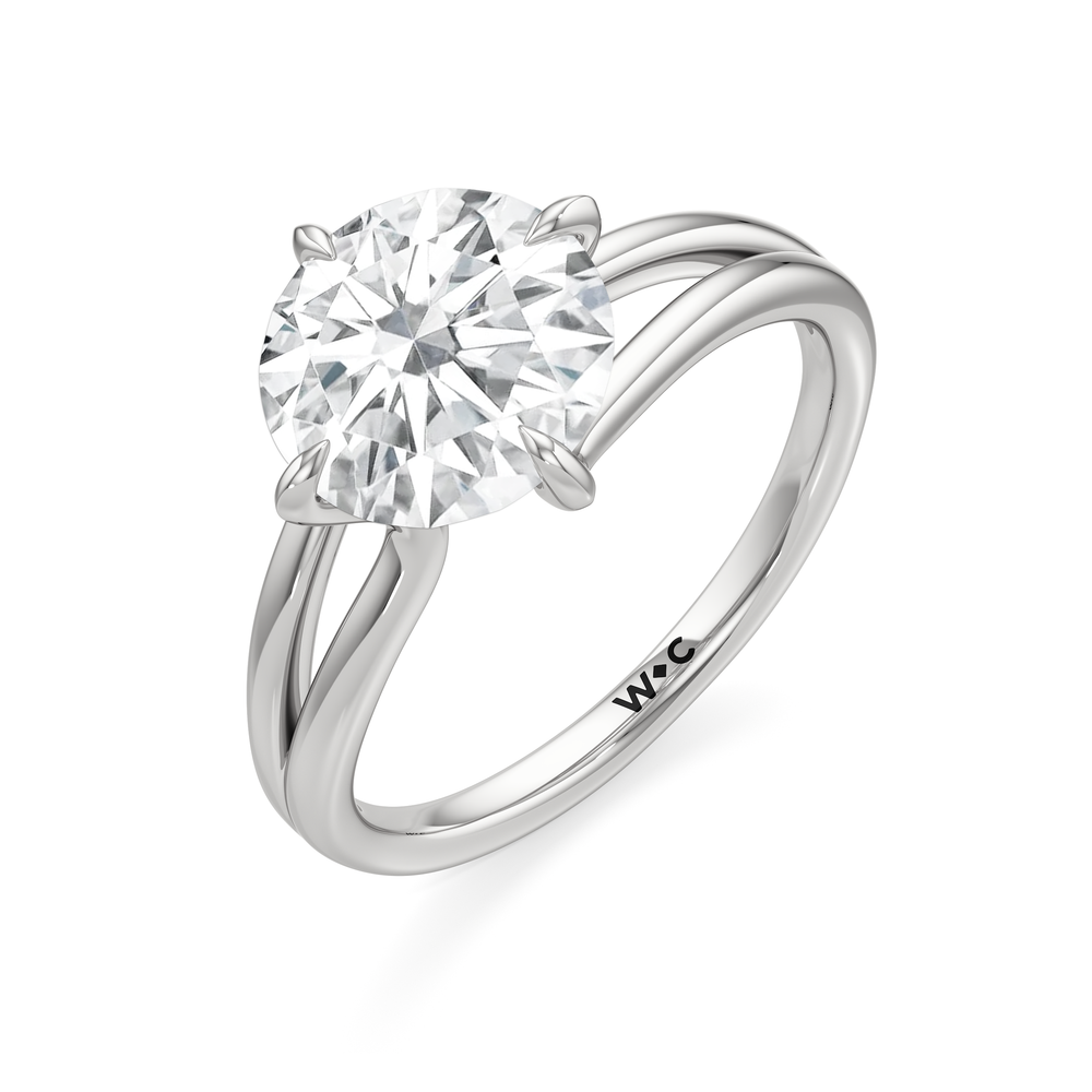 Round Cut Split Shank Low-Profile Engagement Ring with Lab Grown Diamond in 14KT Platinum view 6
