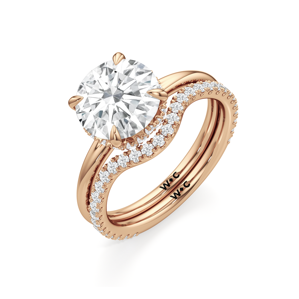 Crown Halo Low-Profile Wedding Band with 18KT Rose Gold Cut Diamond in 14KT Rose Gold view 6
