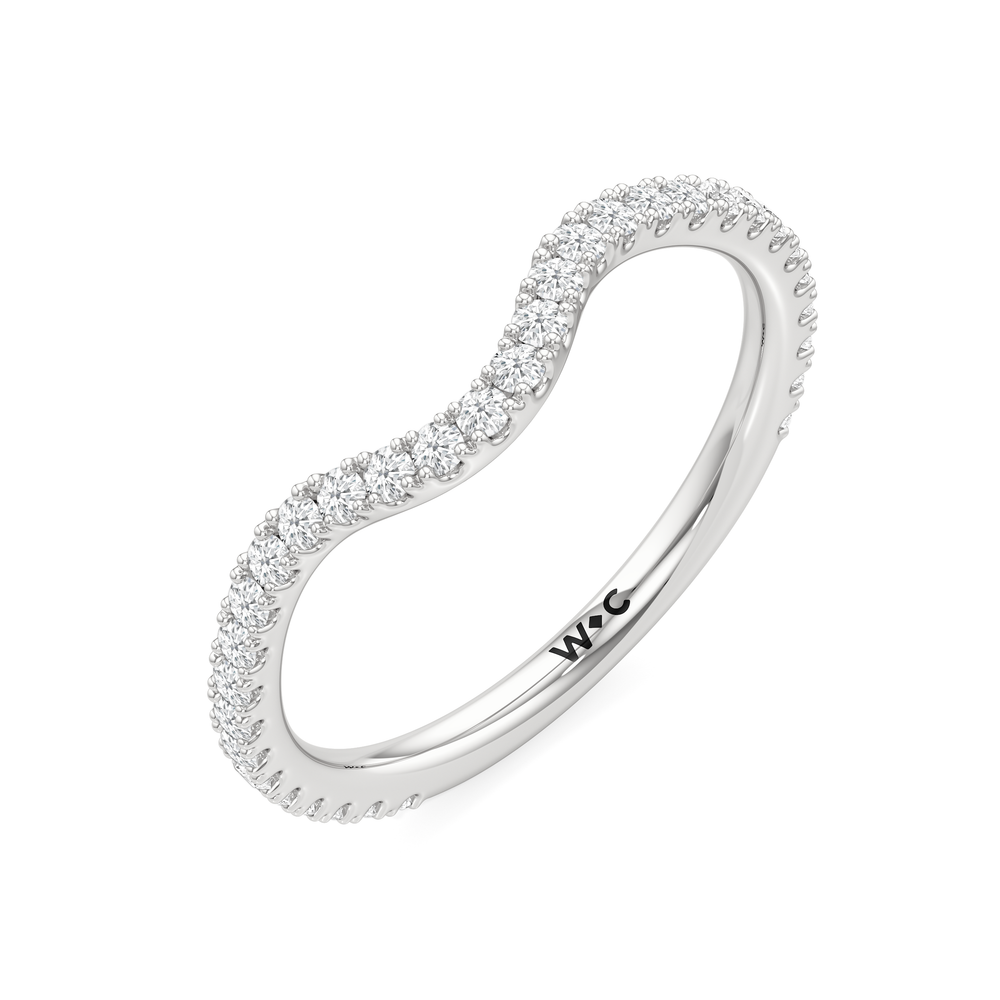 Crown Halo Low-Profile Wedding Band with Platinum Cut Diamond in 14KT Platinum view 5
