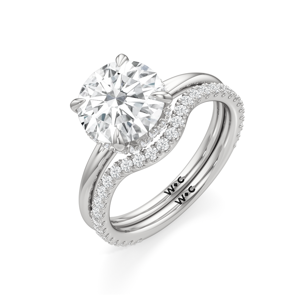 Crown Halo Low-Profile Wedding Band with Platinum Cut Diamond in 14KT Platinum view 6
