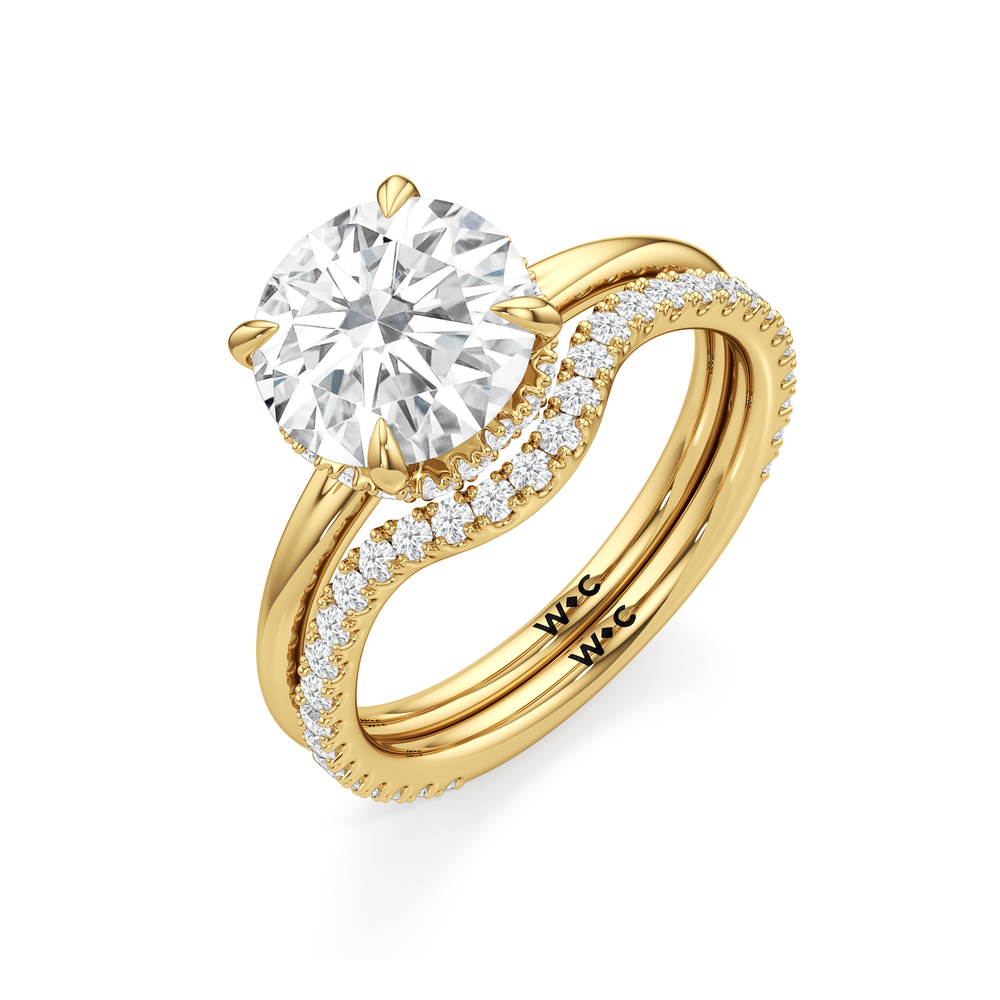 Crown Halo Low-Profile Wedding Band with 18KT Yellow Gold Cut Diamond in 14KT Yellow Gold view 6
