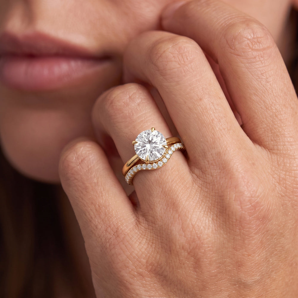 Crown Halo Low-Profile Wedding Band with 18KT Rose Gold Cut Diamond in 14KT Rose Gold view 3
