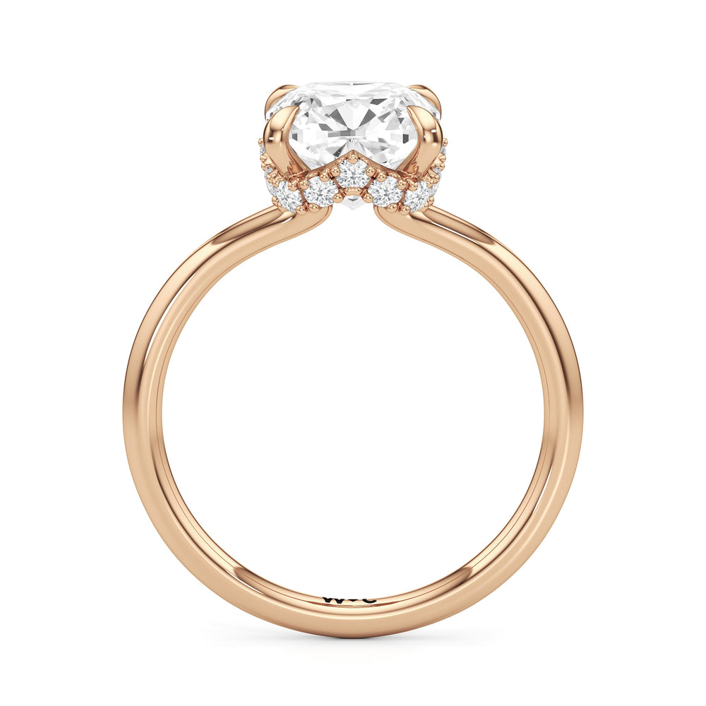 Cushion Cut Crown Halo Low-Profile Engagement Ring with Lab Grown Diamond in 14KT Rose Gold view 5
