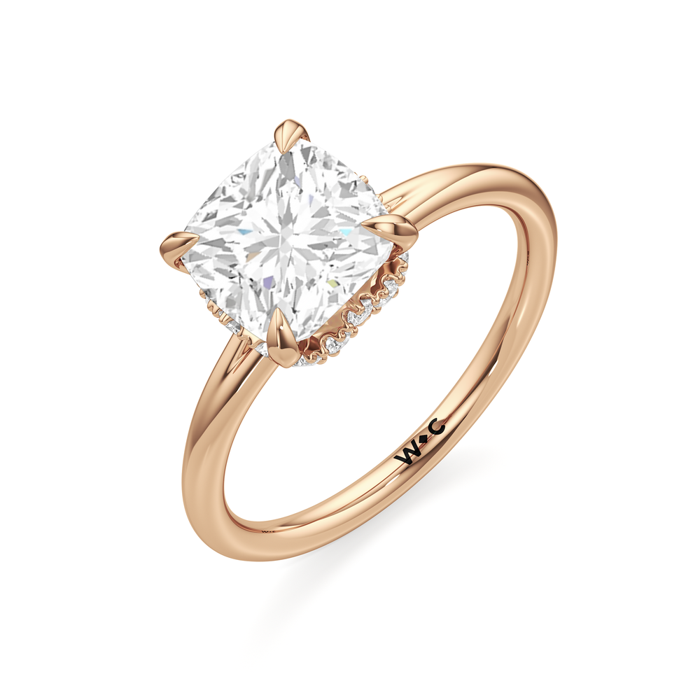 Cushion Cut Crown Halo Low-Profile Engagement Ring with Lab Grown Diamond in 14KT Rose Gold view 6
