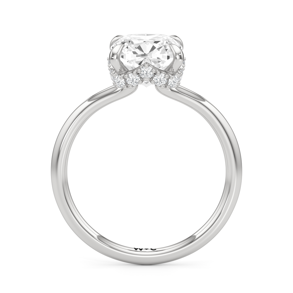 Cushion Cut Crown Halo Low-Profile Engagement Ring with Lab Grown Diamond in 14KT Platinum view 5
